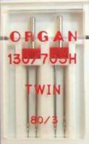 Иглы двойные Organ стандарт № 80/3.0, 2 шт